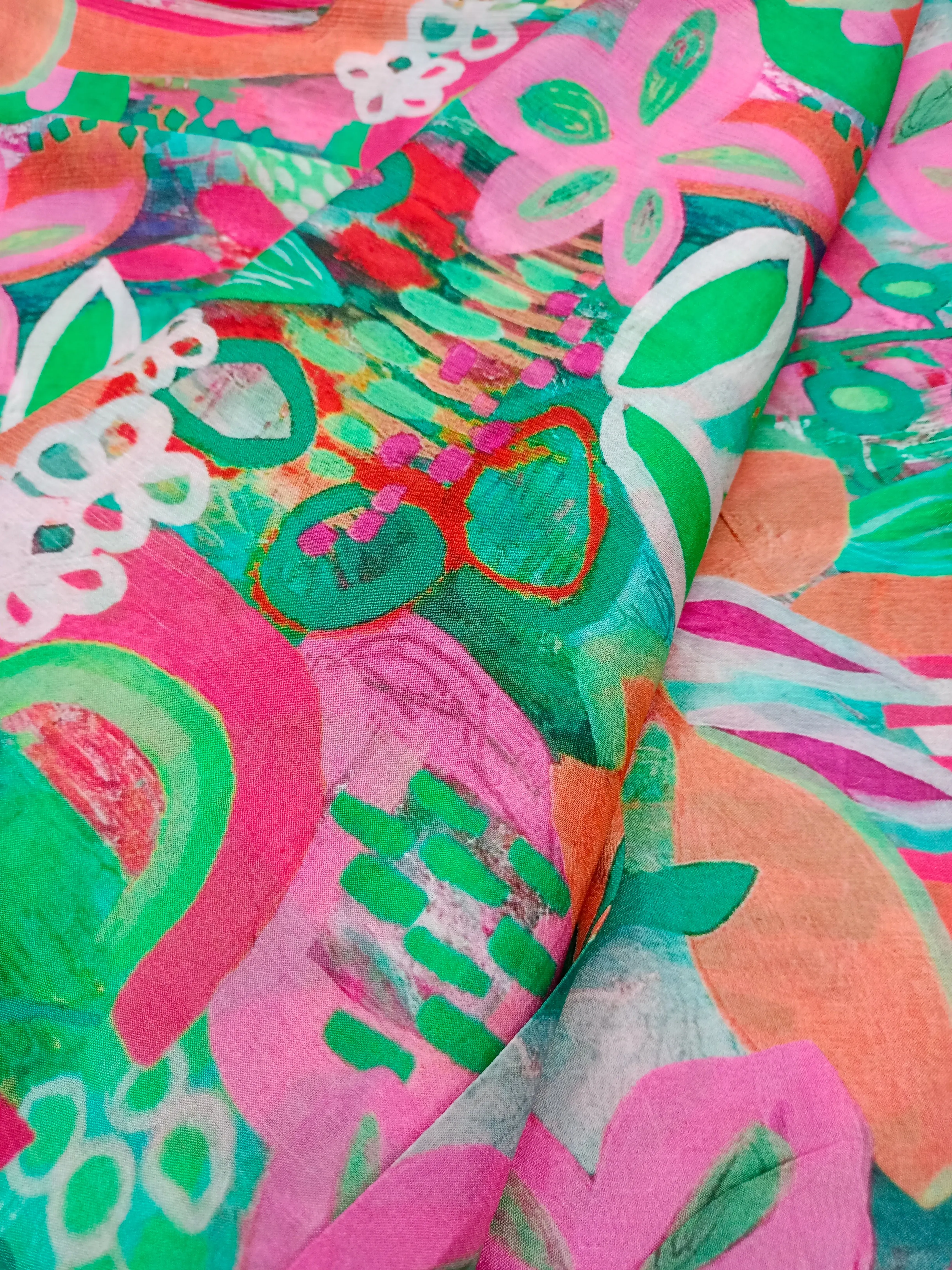 Pure Crushed Chiffon Chinon Digital Printed Fabric