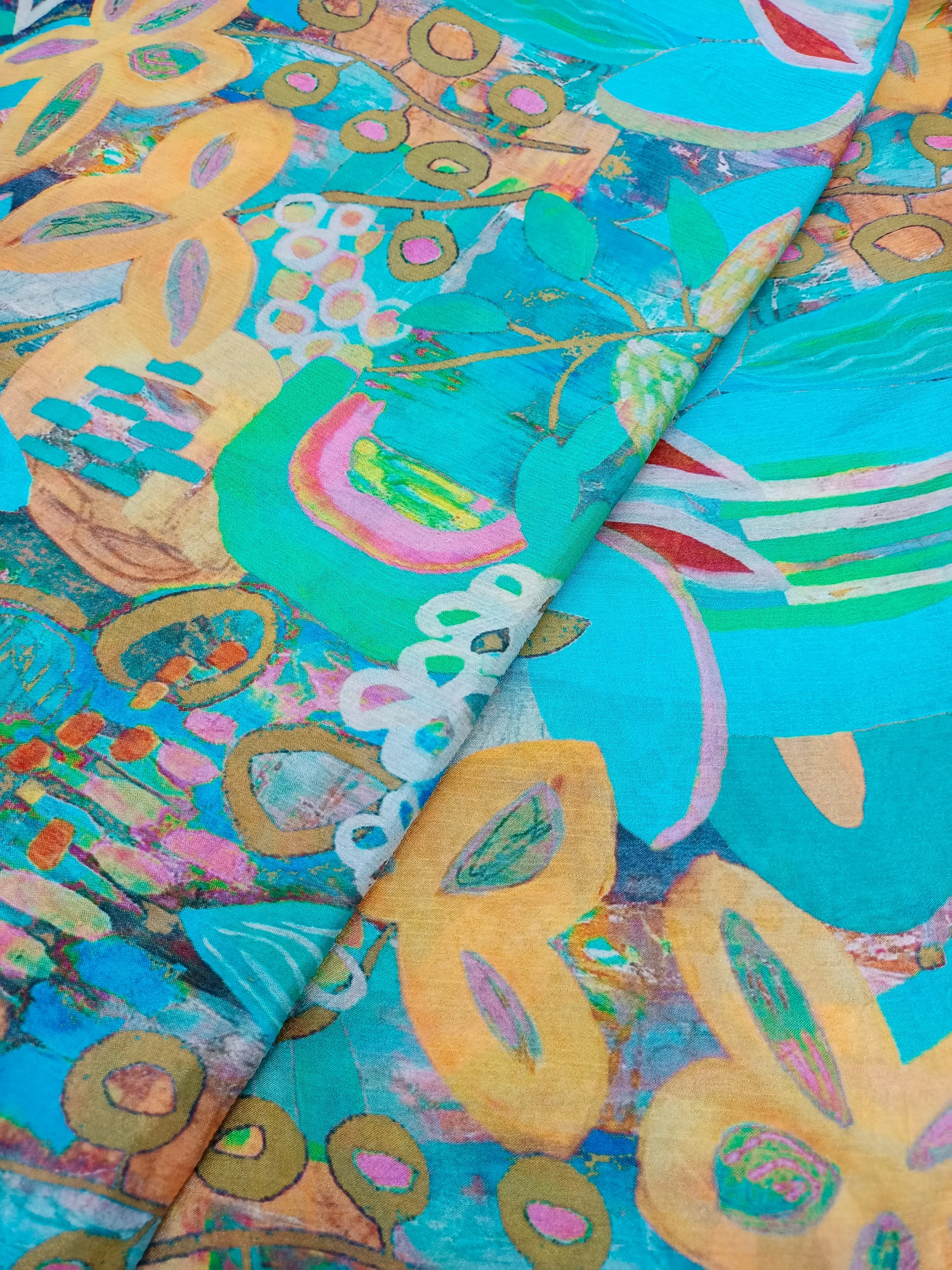 Pure Crushed Chiffon Chinon Digital Printed Fabric