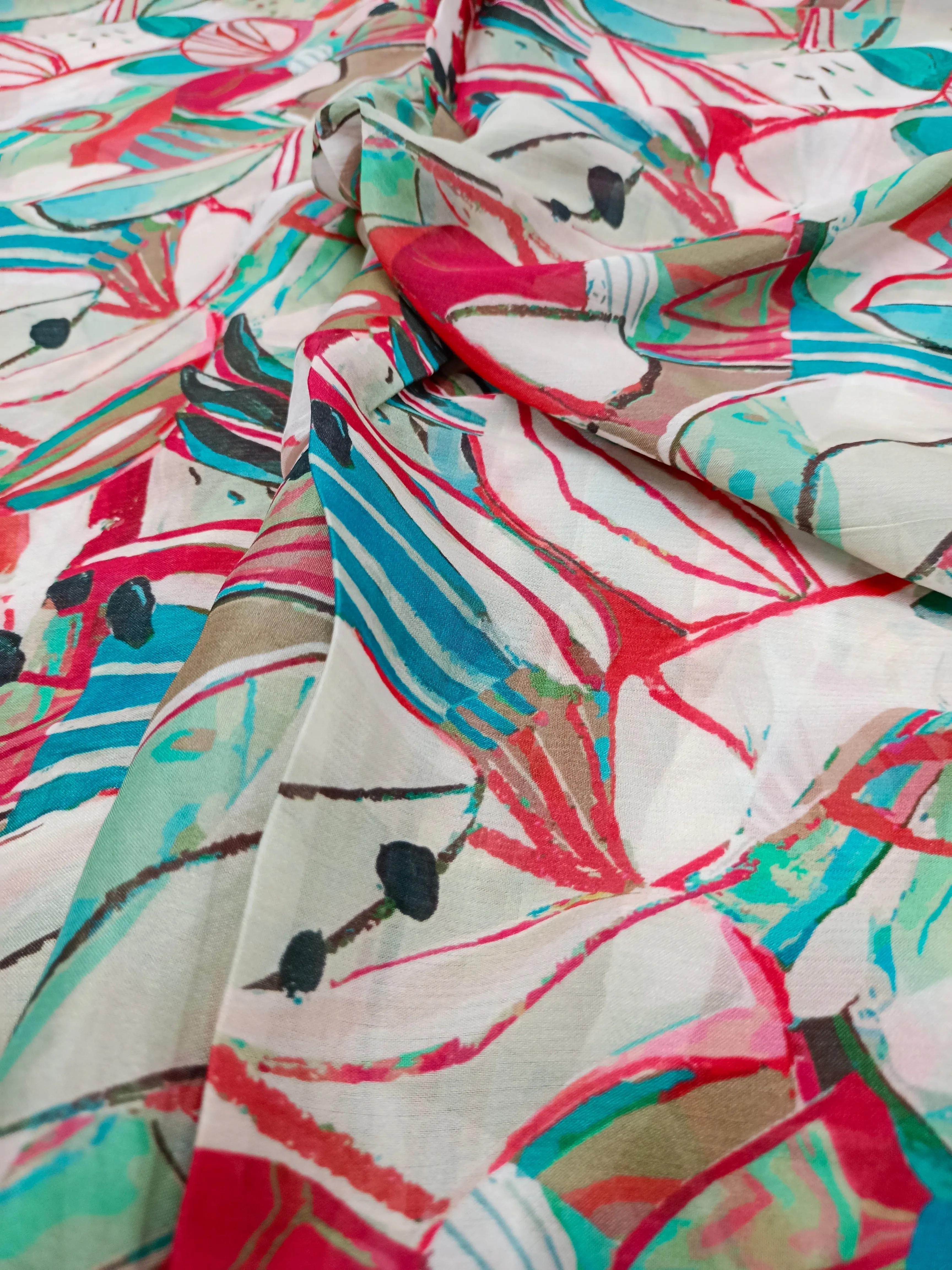 Pure Crushed Chiffon Chinon Digital Printed Fabric