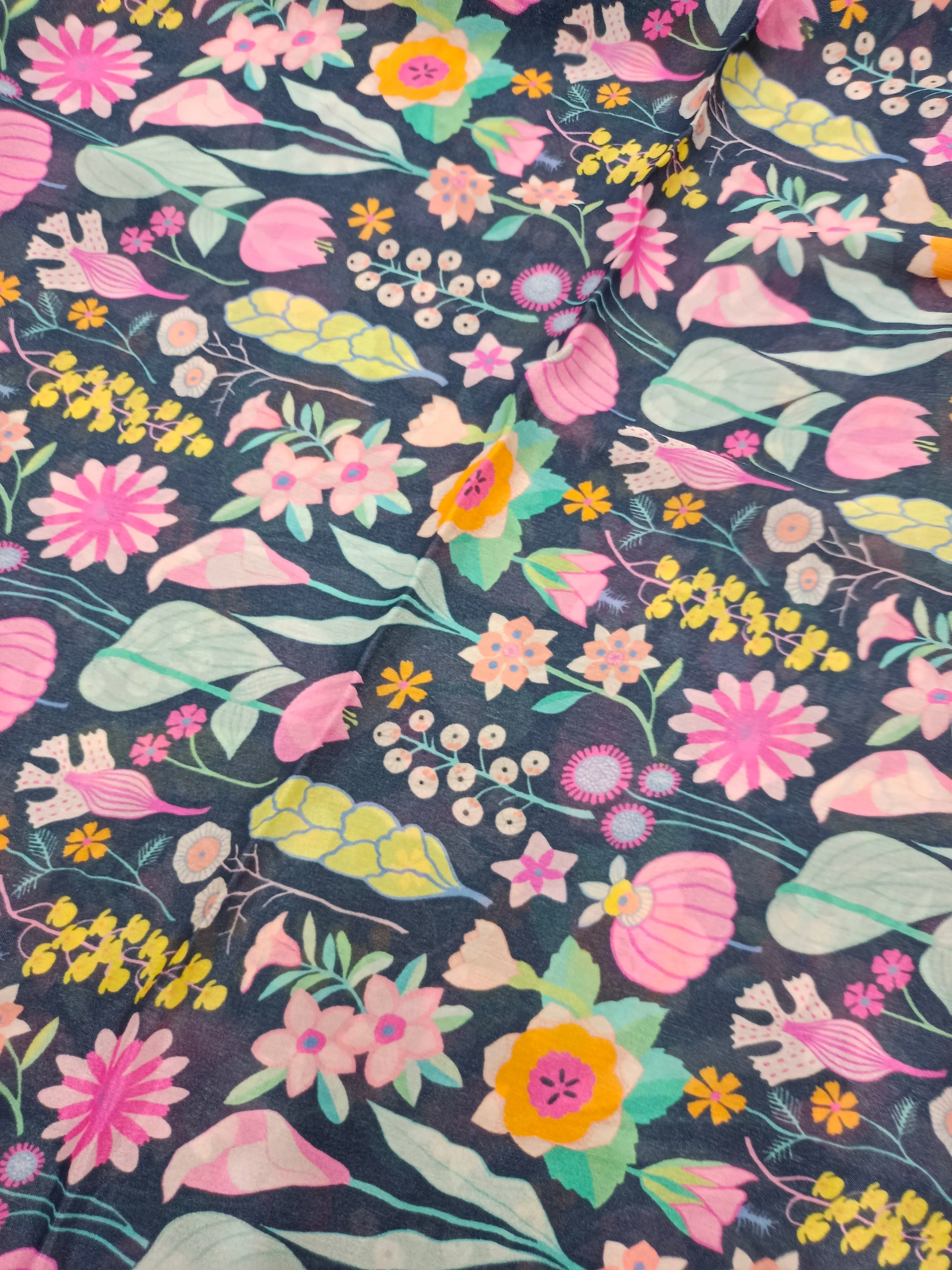 Pure Crushed Chiffon Chinon Digital Printed Fabric