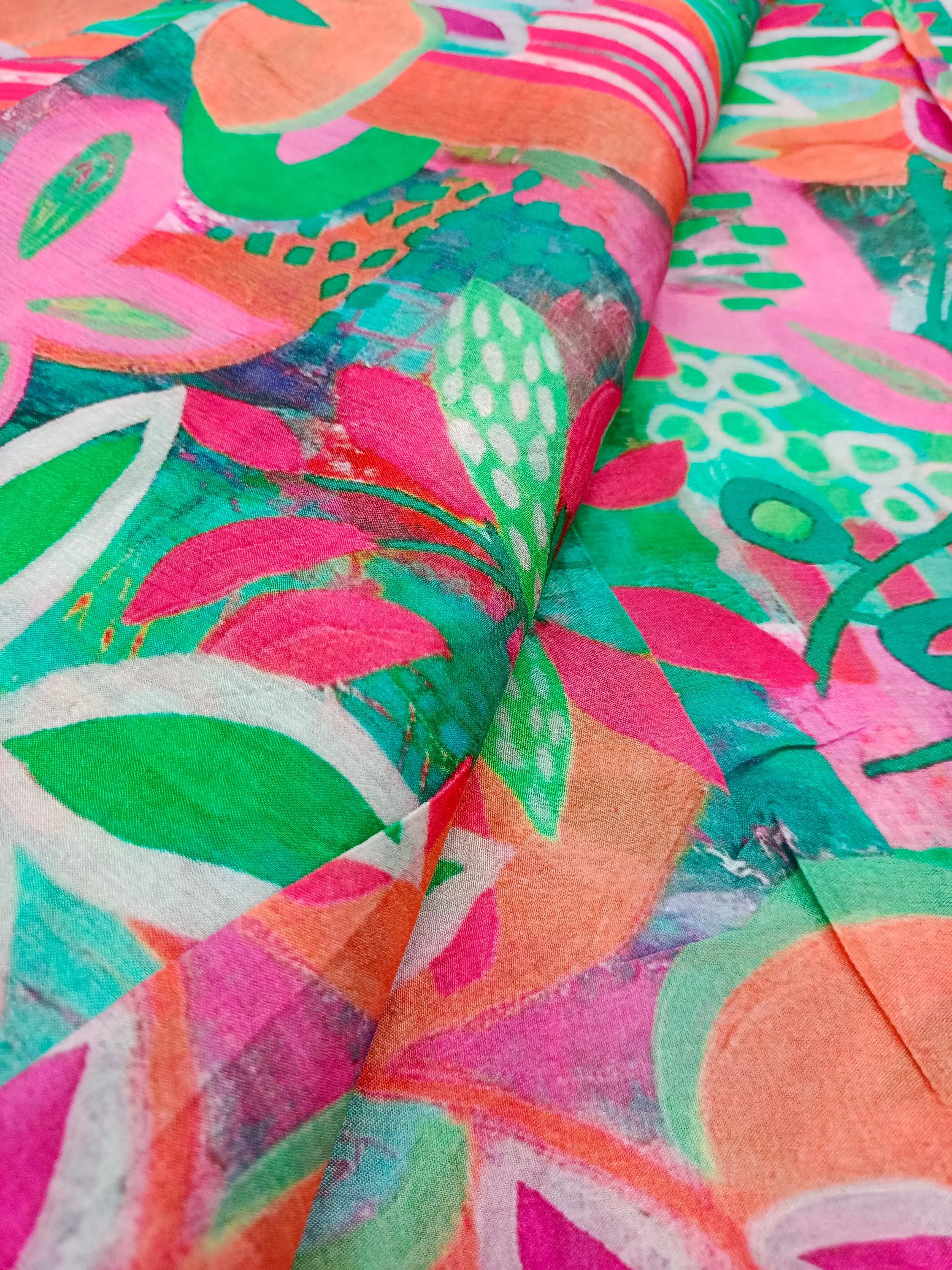 Pure Crushed Chiffon Chinon Digital Printed Fabric