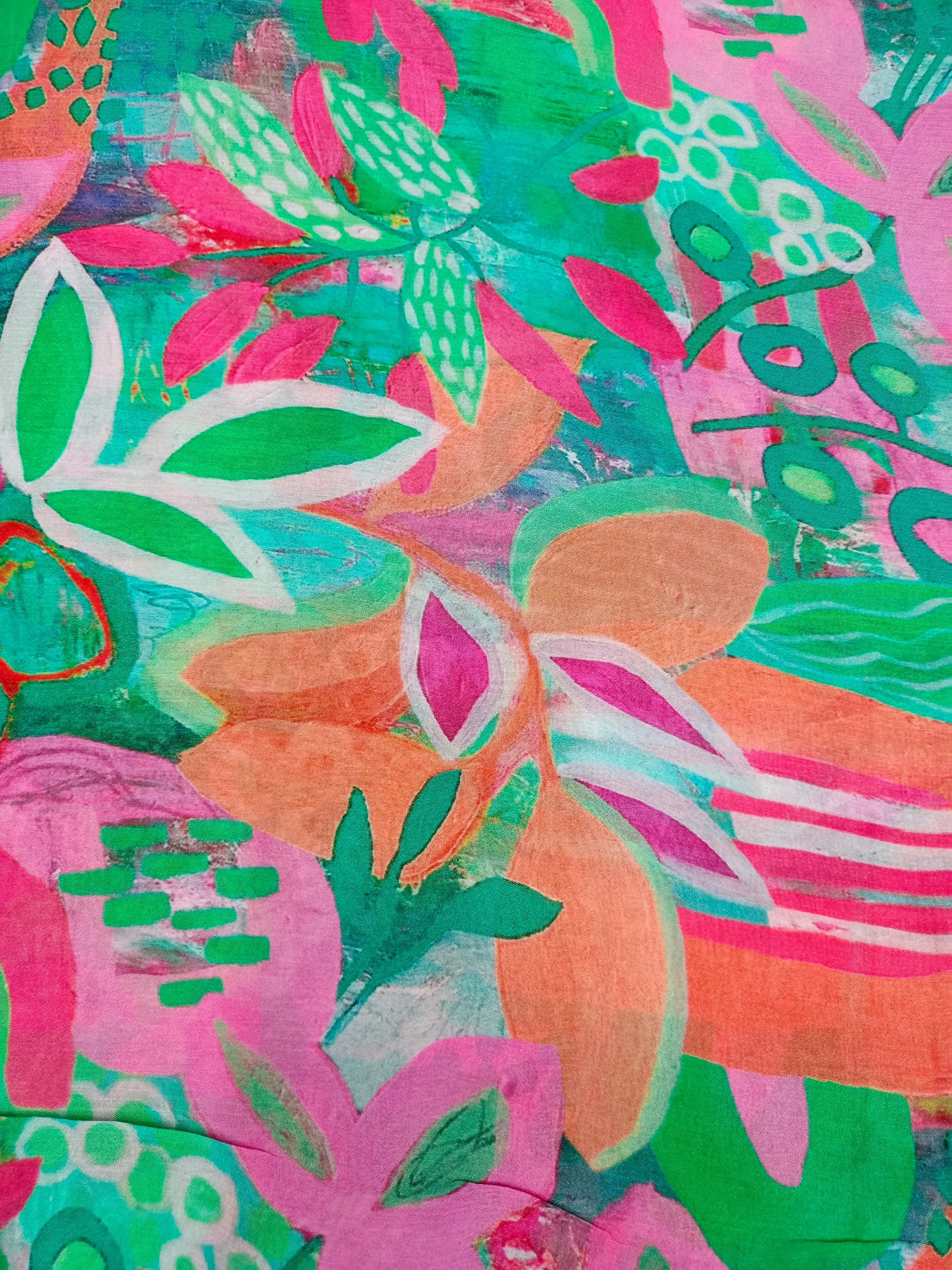 Pure Crushed Chiffon Chinon Digital Printed Fabric