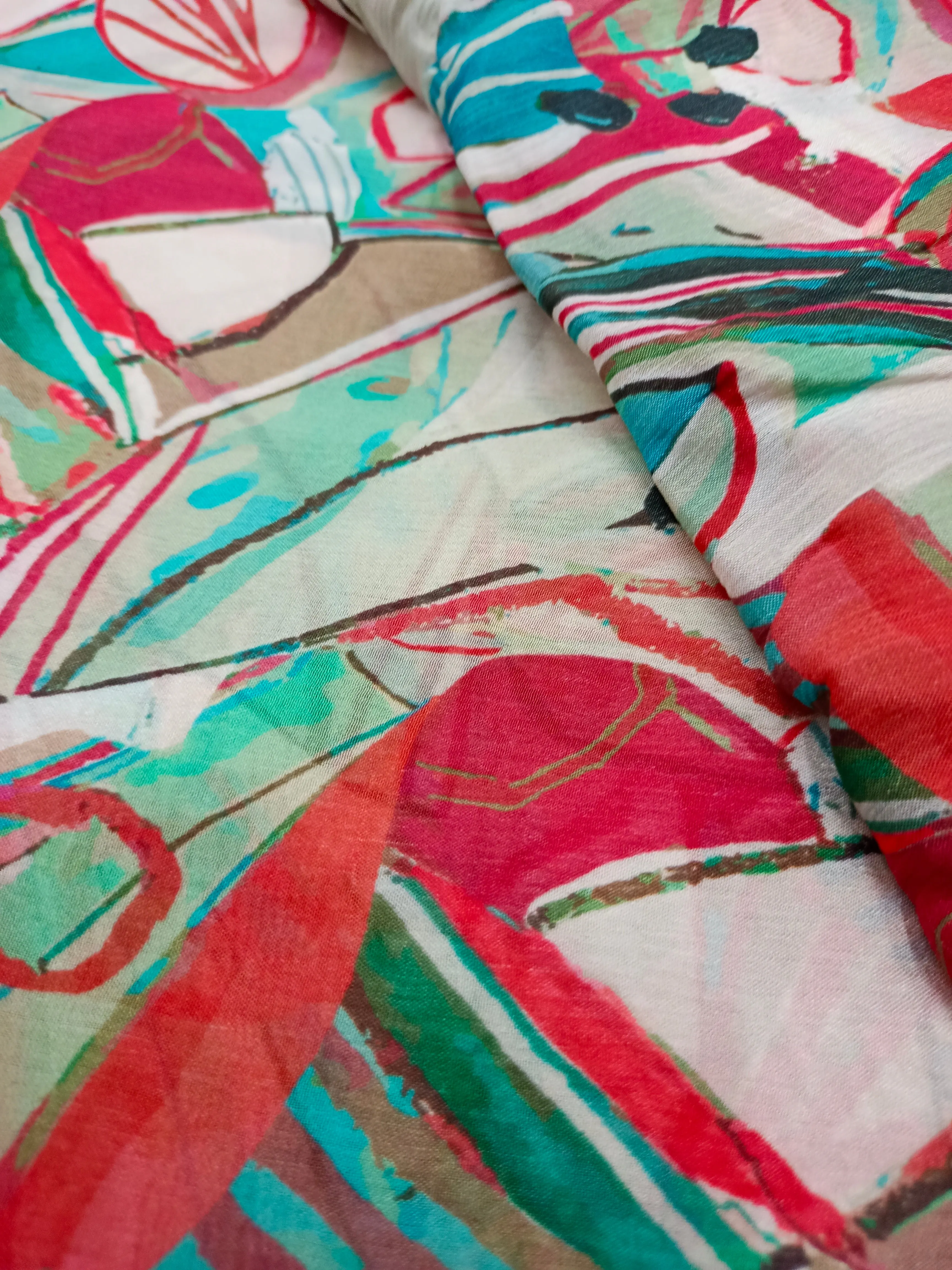 Pure Crushed Chiffon Chinon Digital Printed Fabric