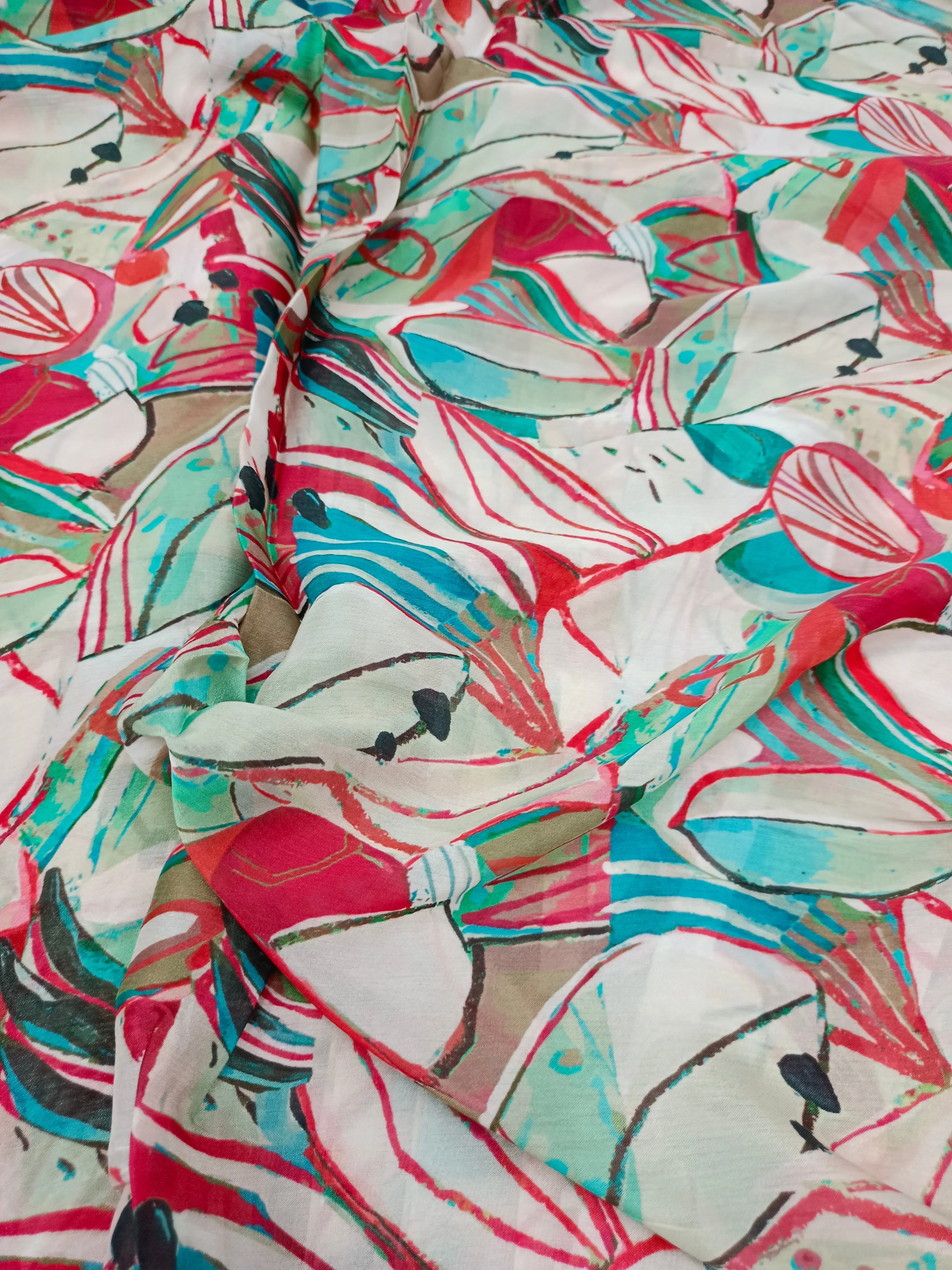 Pure Crushed Chiffon Chinon Digital Printed Fabric
