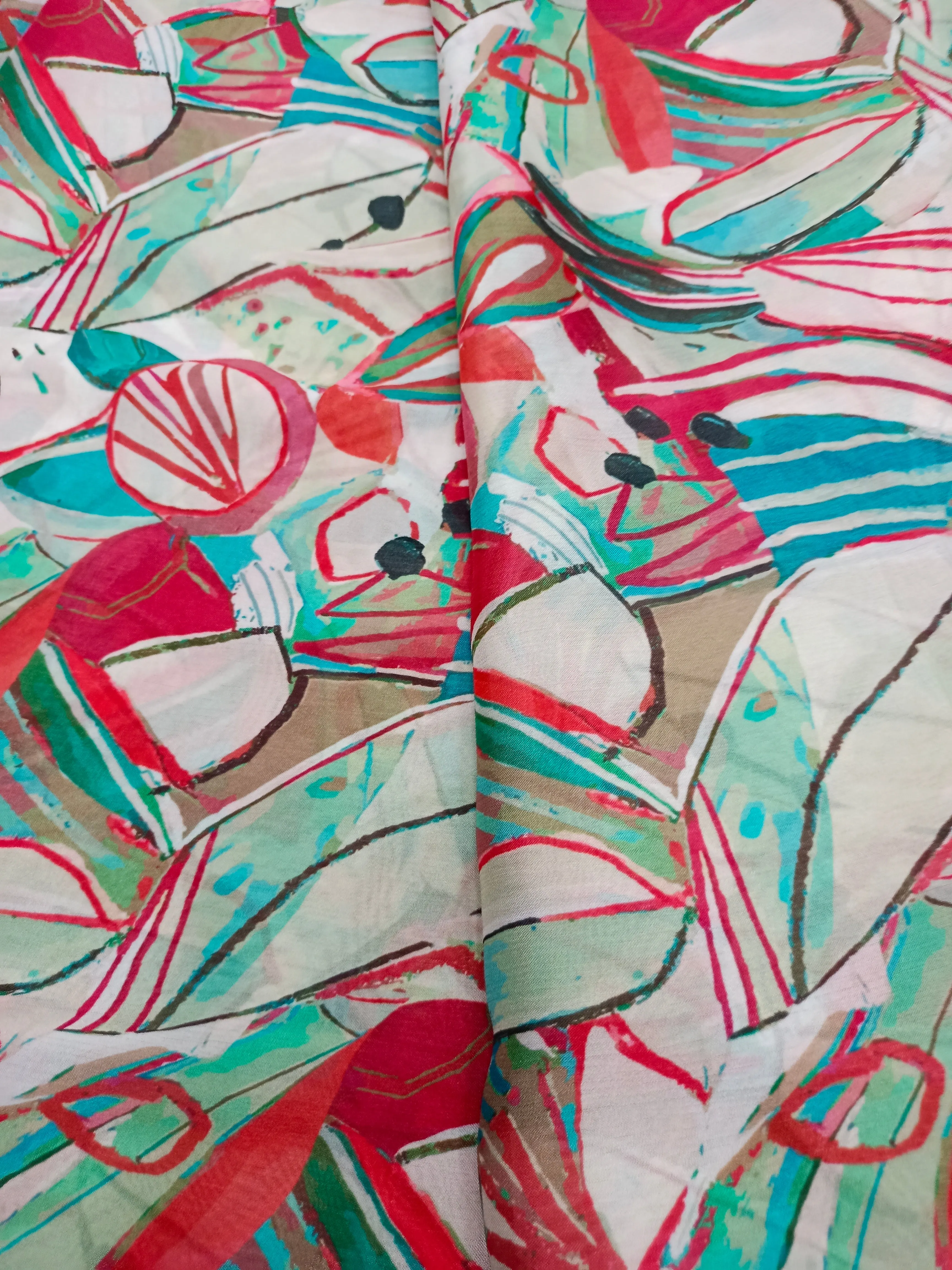 Pure Crushed Chiffon Chinon Digital Printed Fabric