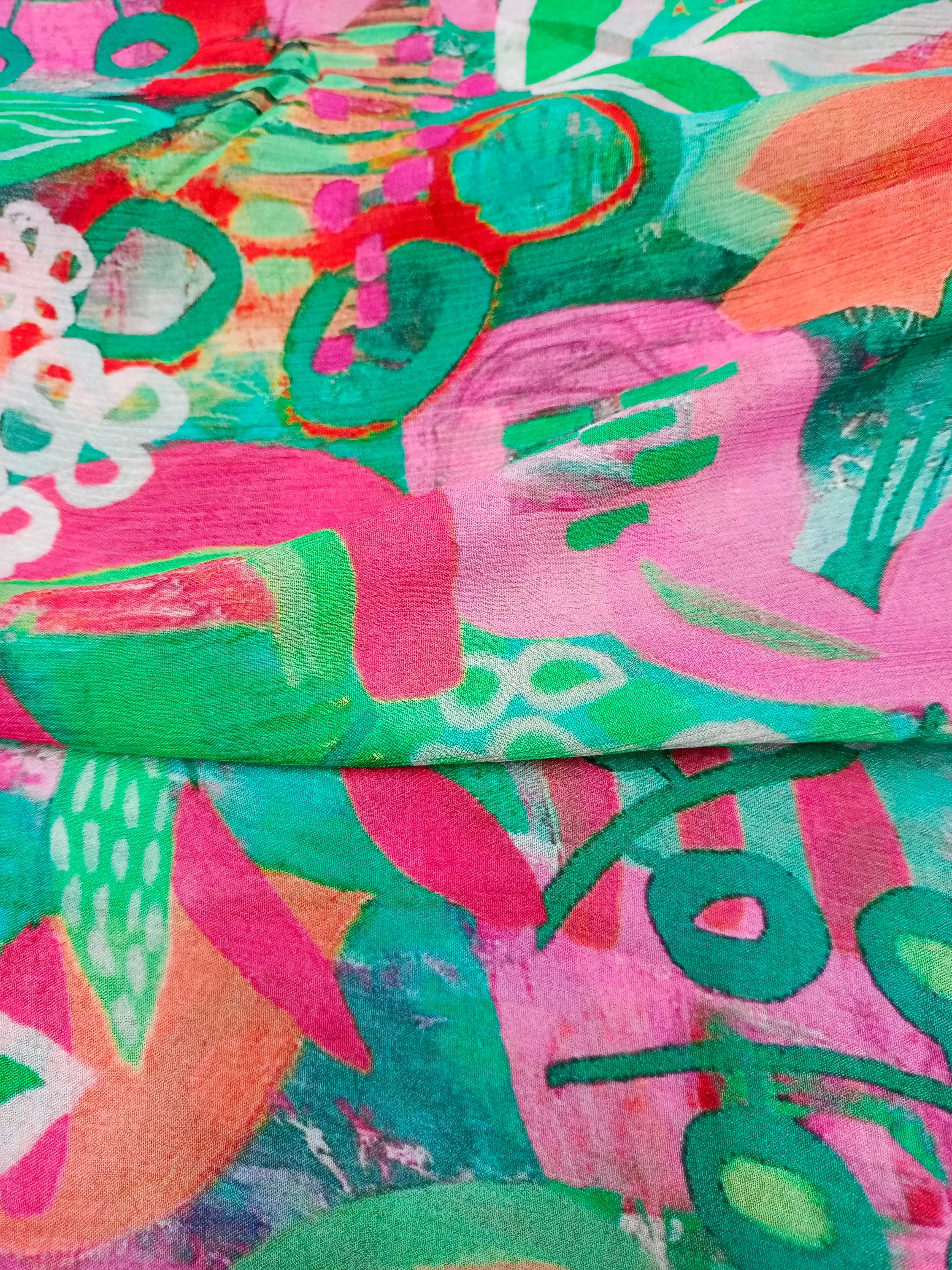 Pure Crushed Chiffon Chinon Digital Printed Fabric