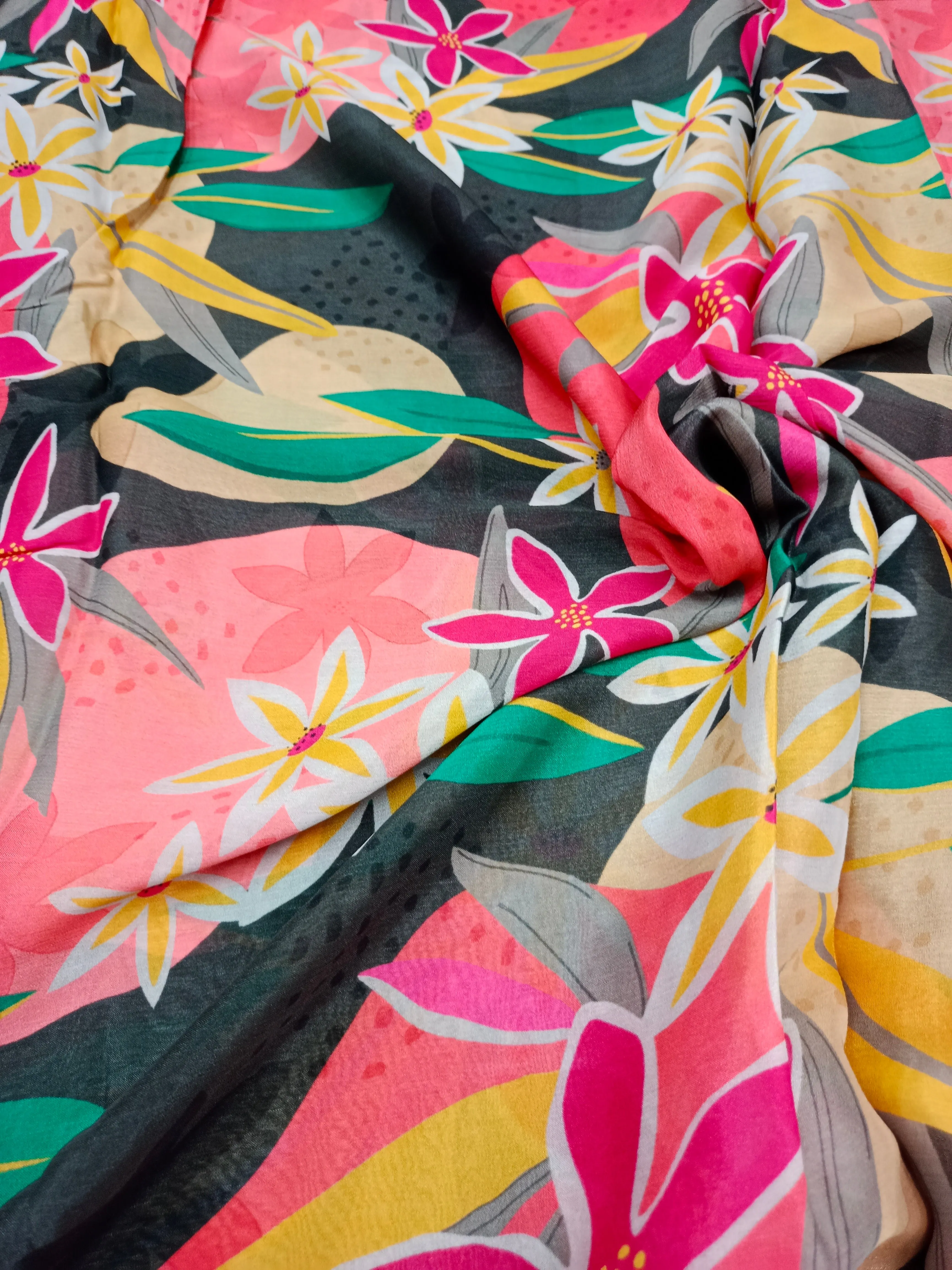 Pure Crushed Chiffon Chinon Digital Printed Fabric