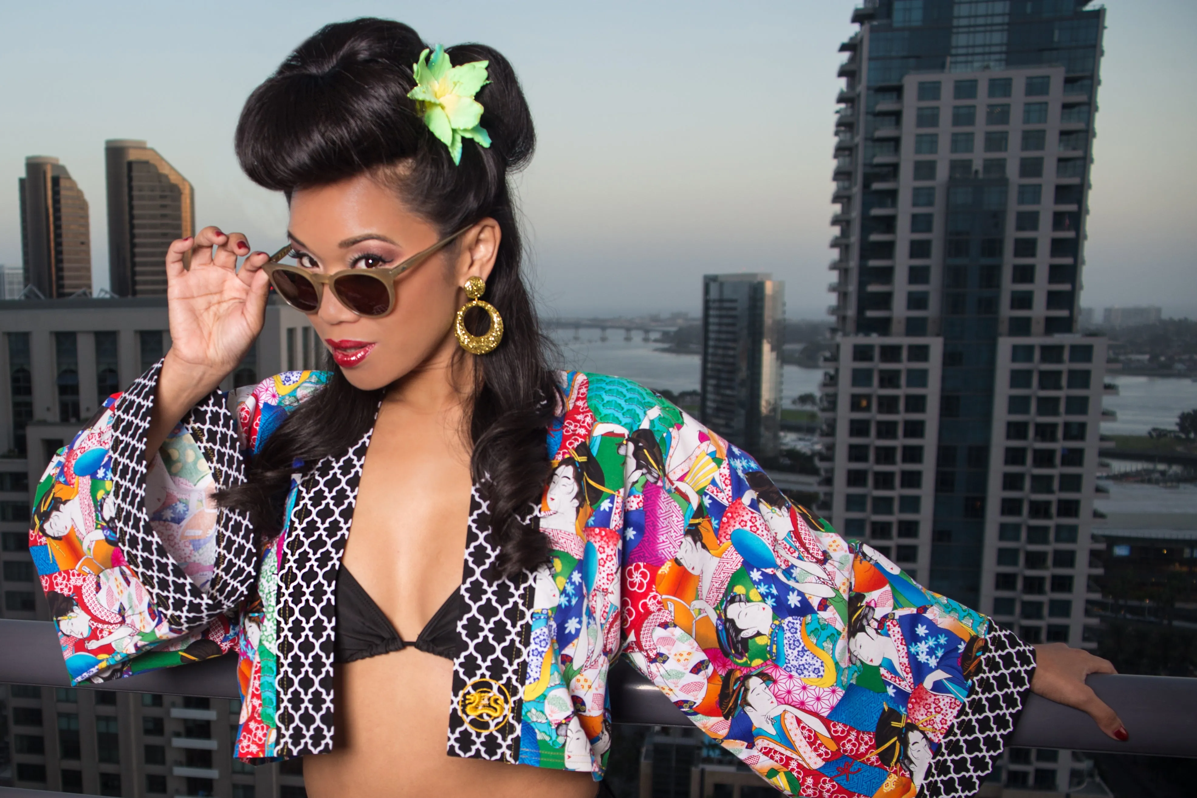 "Rainbow Geisha" Kimono Shrug