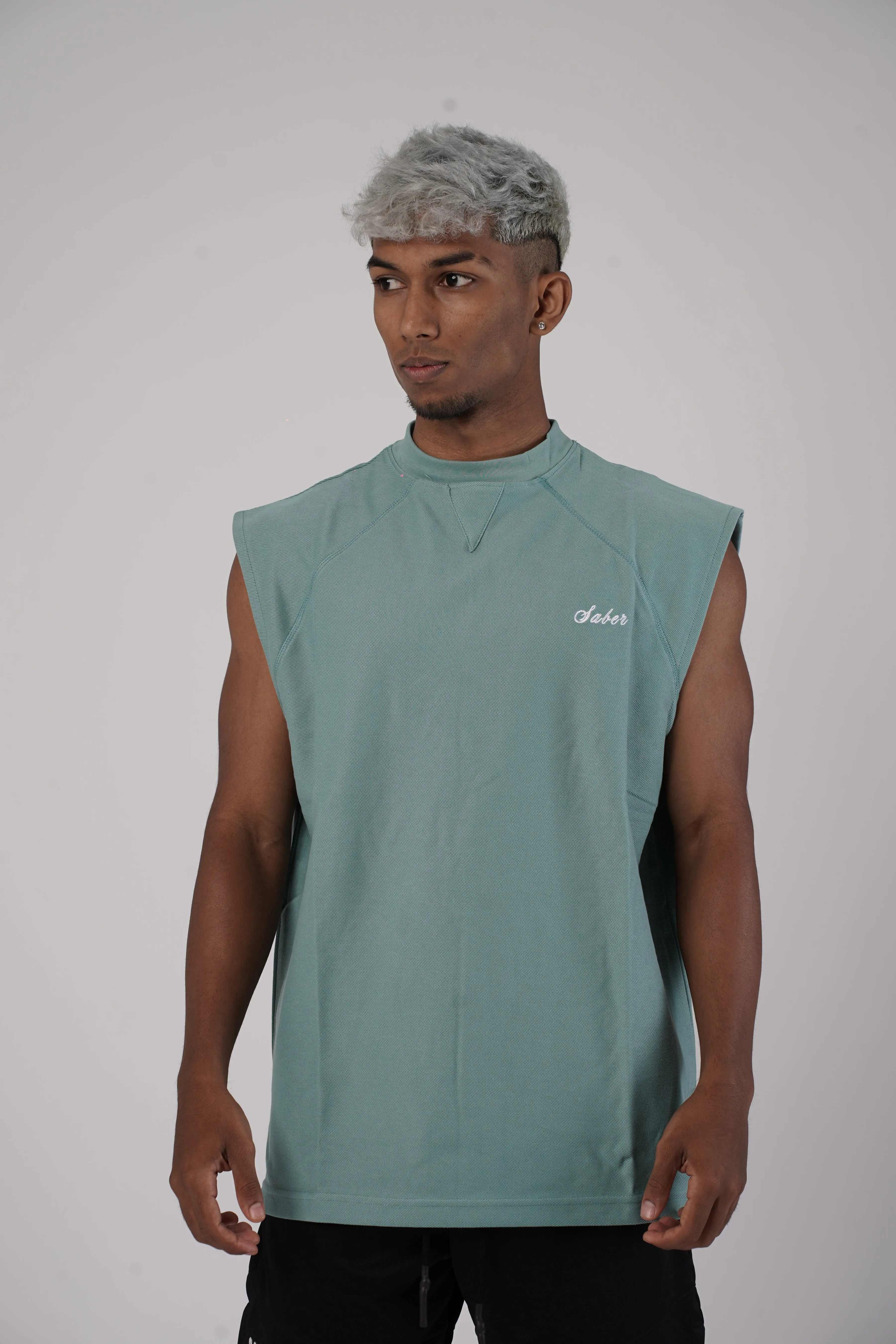 RAGLAN RETRO CUT-OFFS - BLUE TURQUOISE