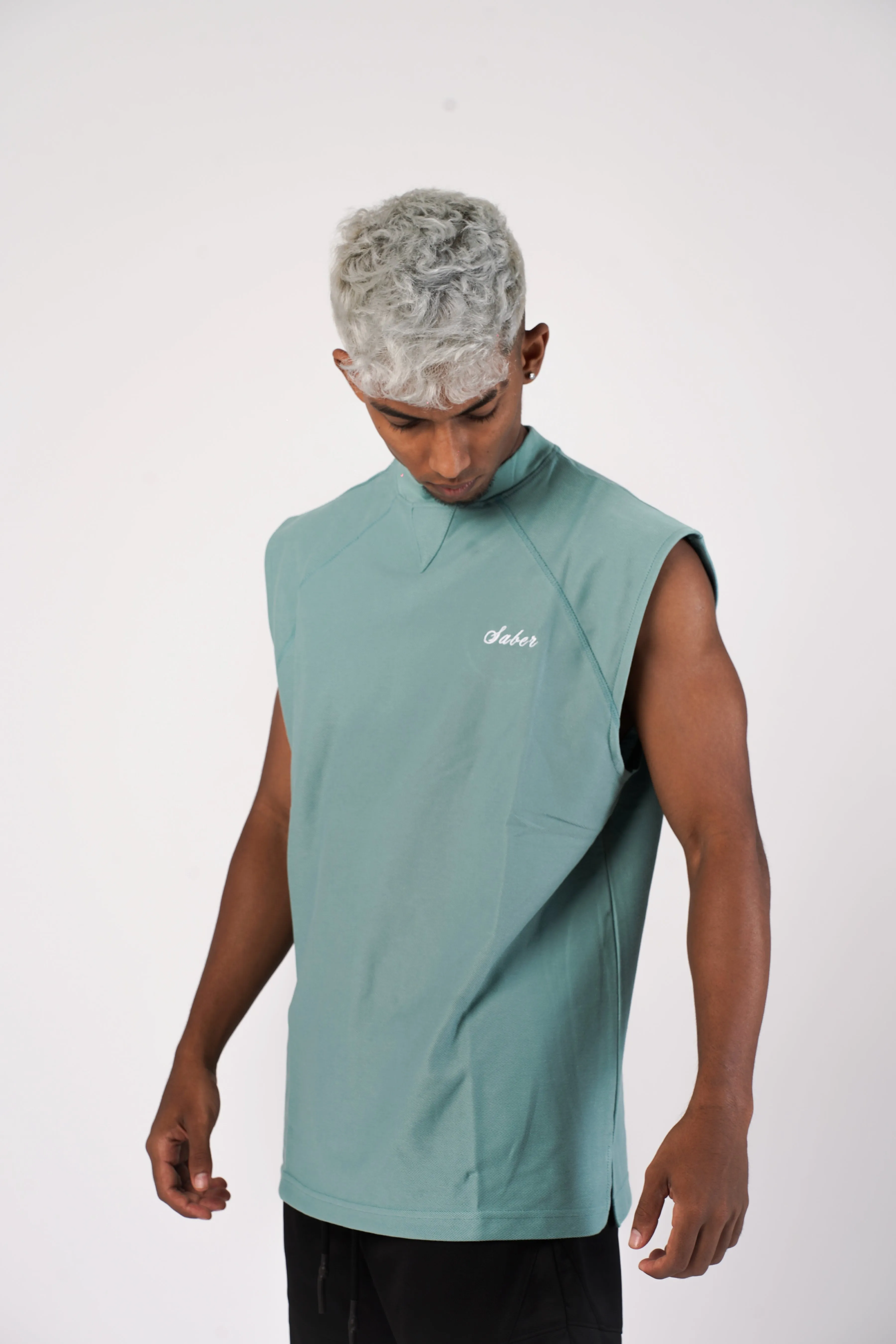 RAGLAN RETRO CUT-OFFS - BLUE TURQUOISE