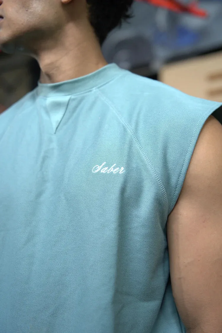 RAGLAN RETRO CUT-OFFS - BLUE TURQUOISE
