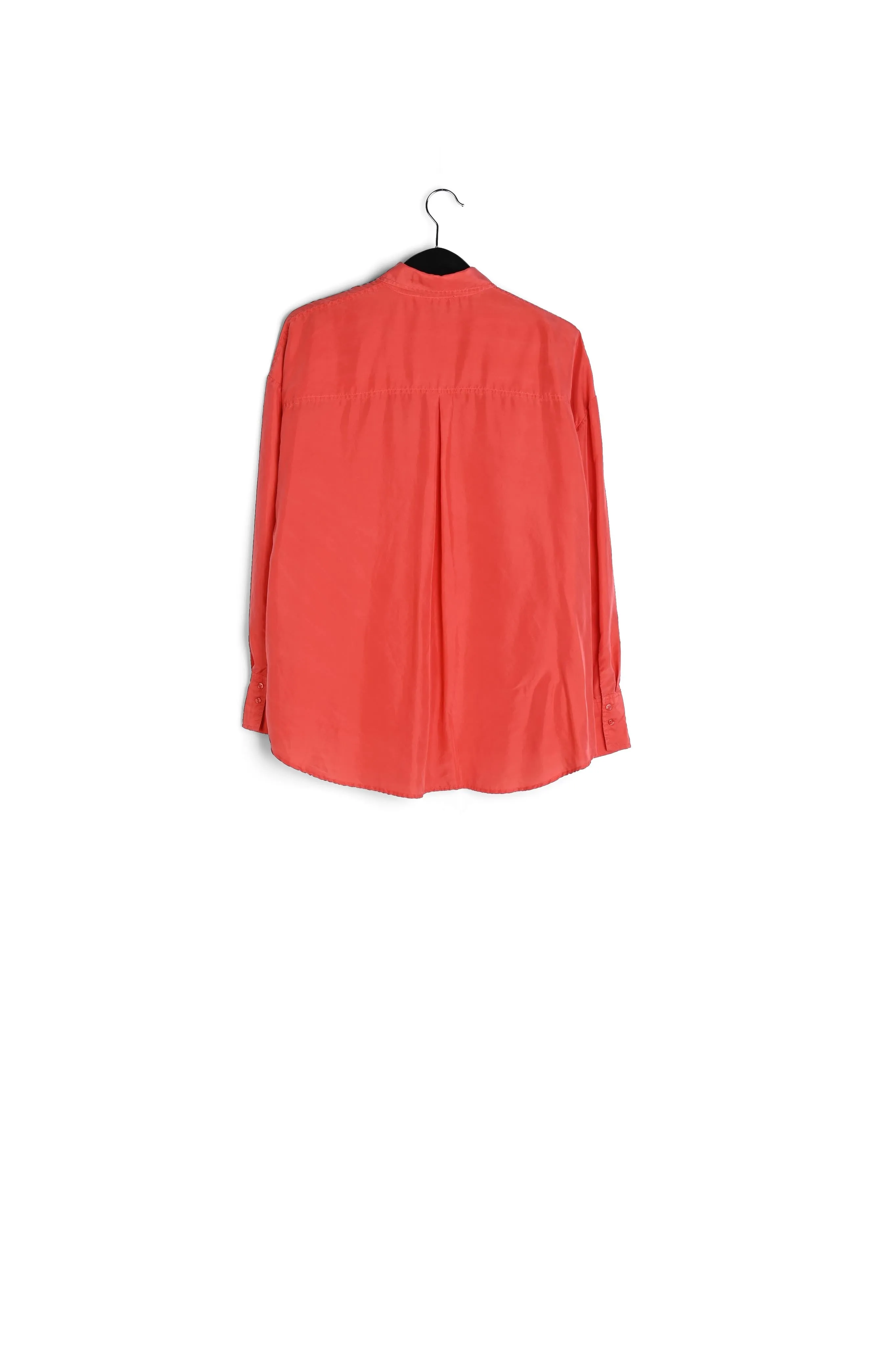 Red loose-fit silk shirt