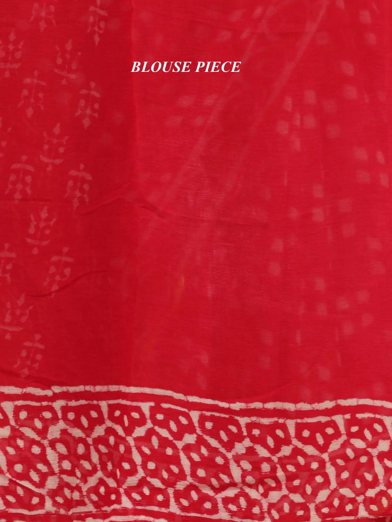 Red OffWhite Hand Block Printed Chiffon Saree With Zari Border - S031704703