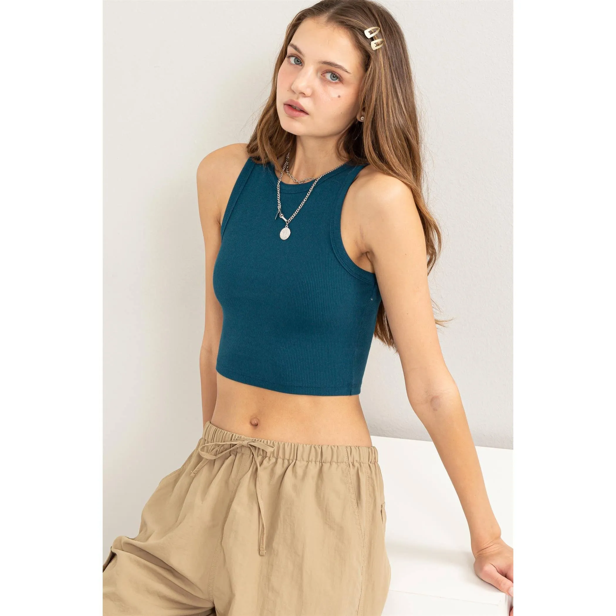 RIBBED CROP TANK TOP