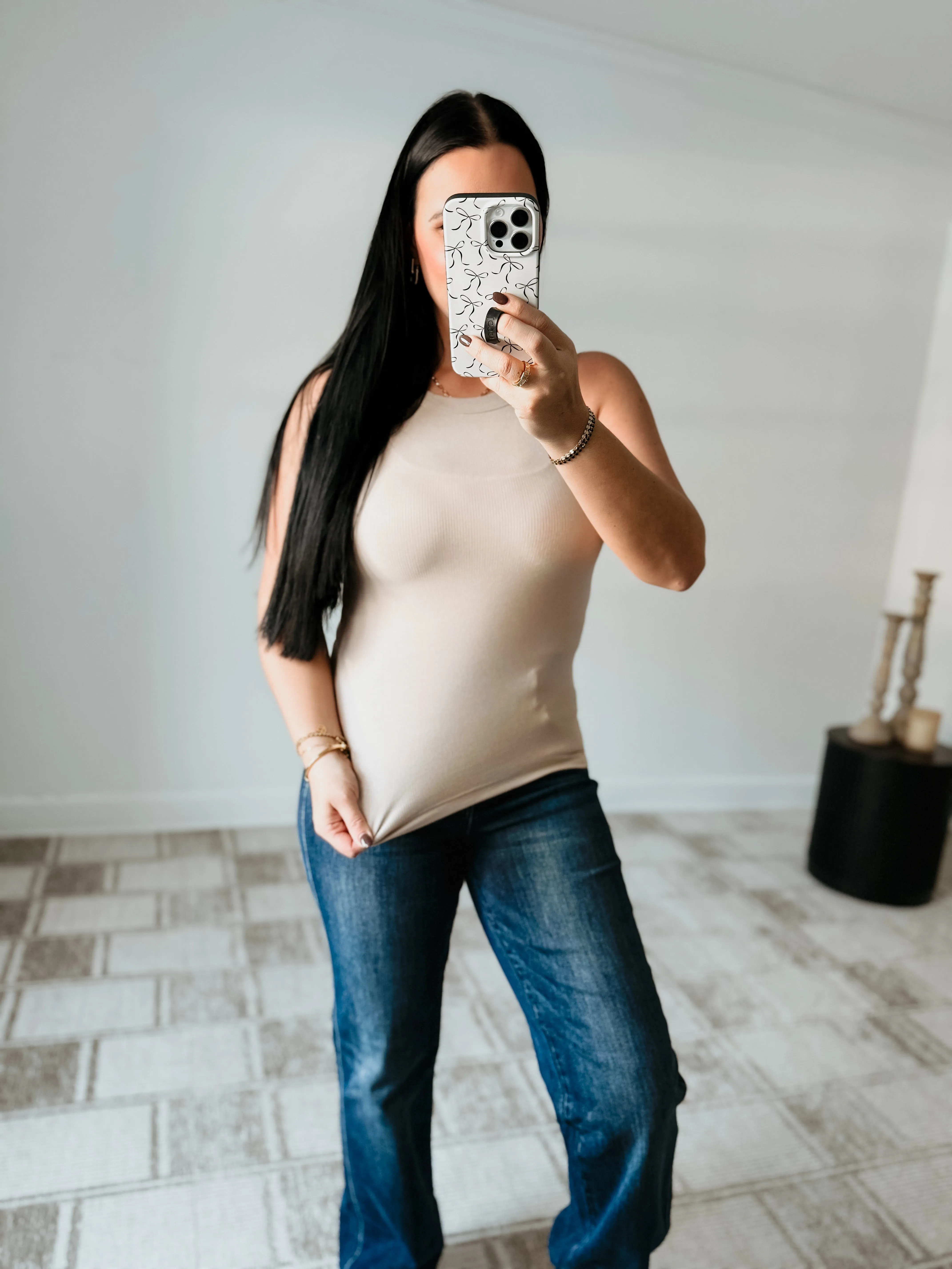 RIBBED ROUND NECK TANK TOP