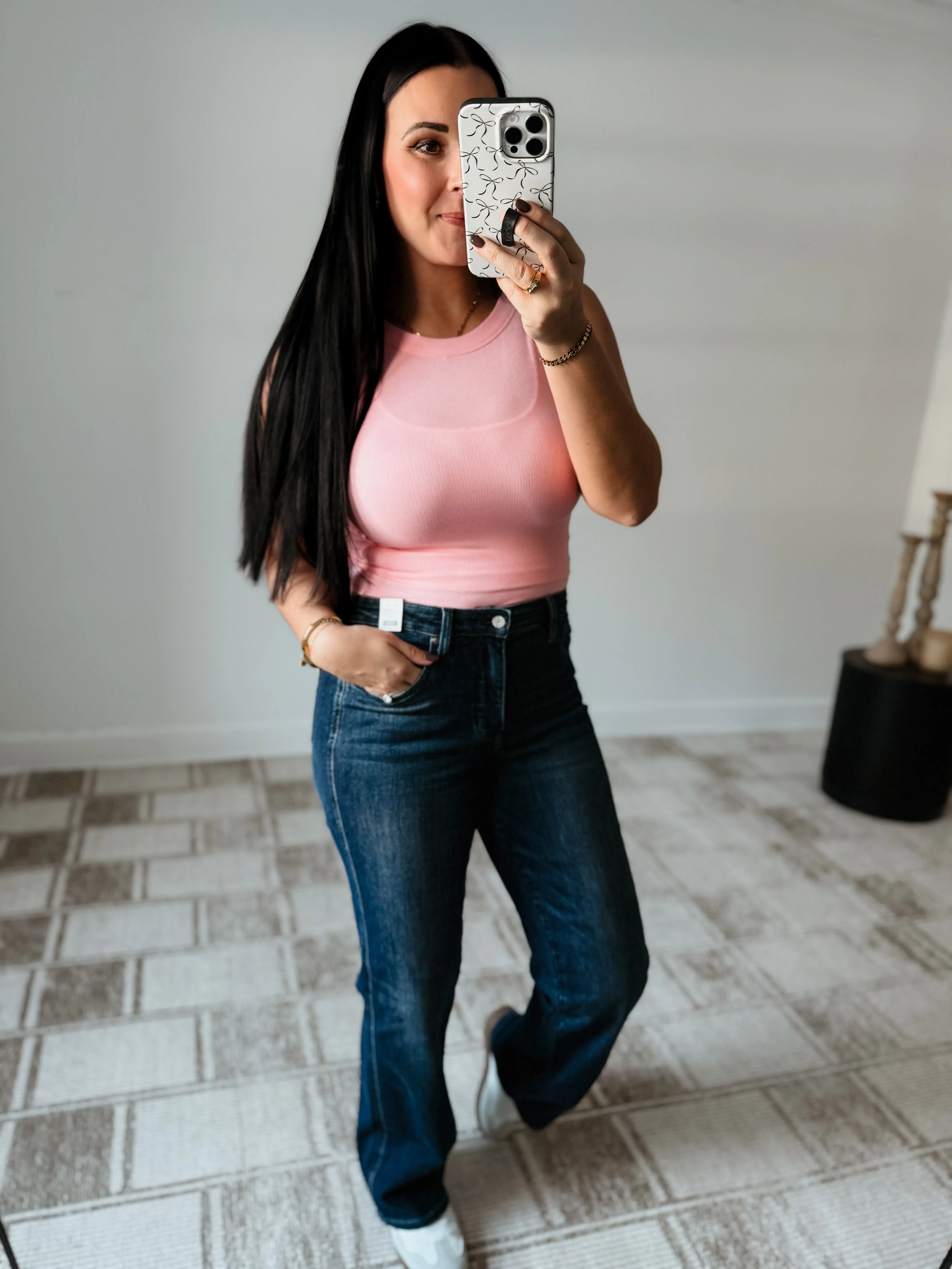 RIBBED ROUND NECK TANK TOP