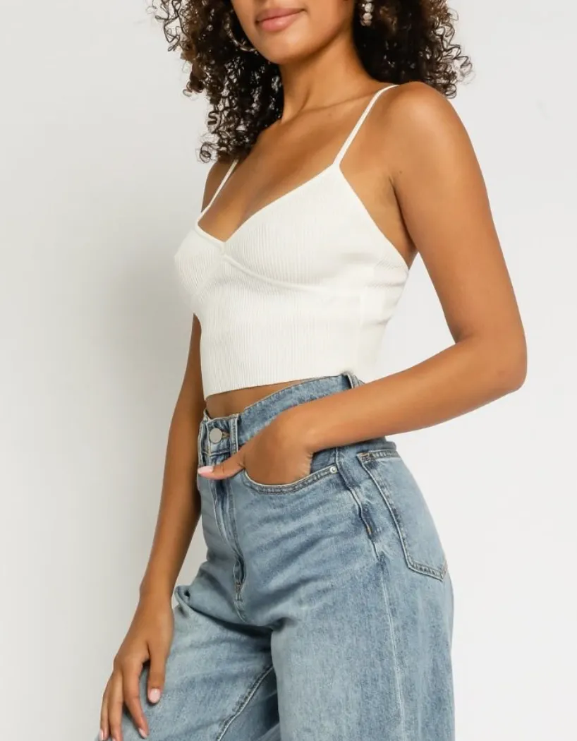 Ribbed V Neck Tank Top