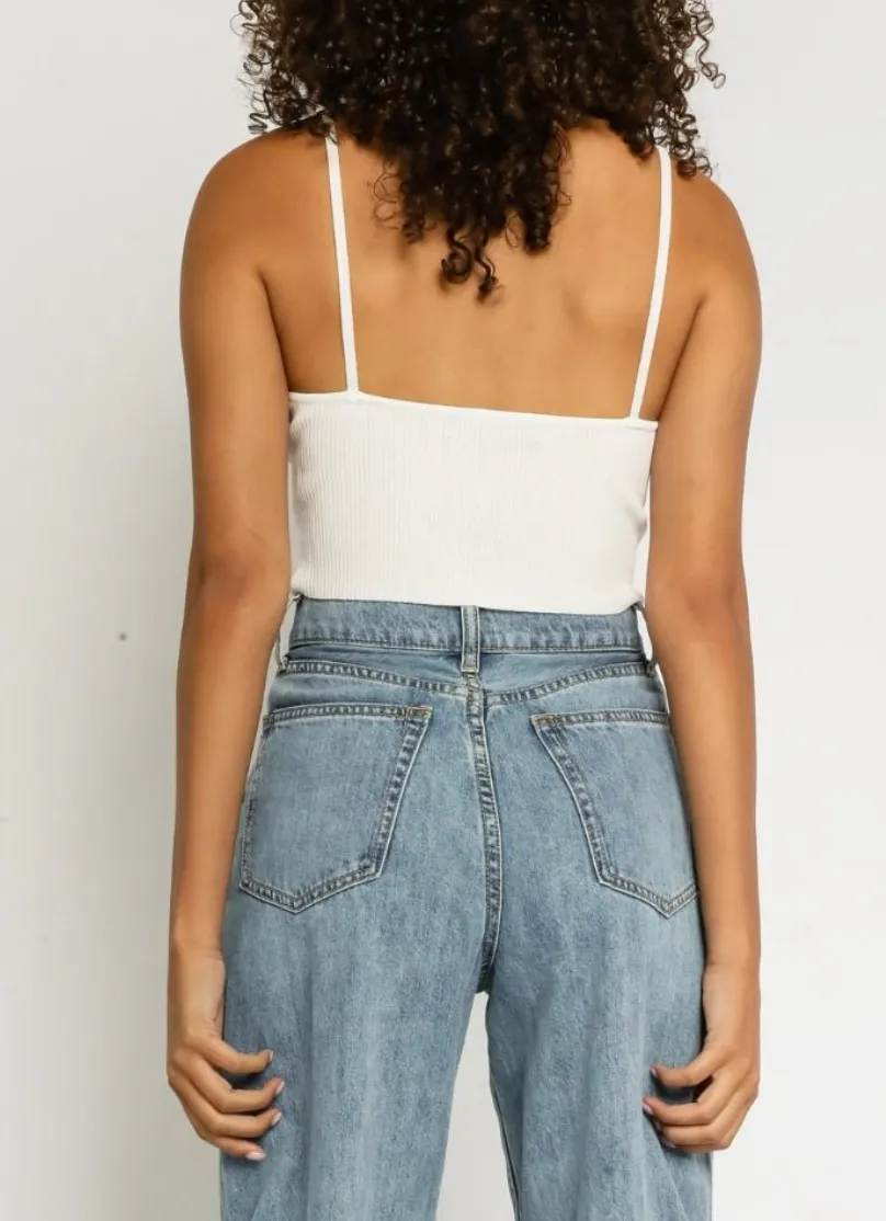 Ribbed V Neck Tank Top