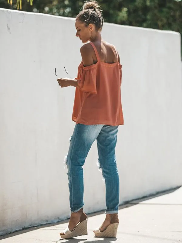 Romance Sleeves Off Shoulder Blouses&shirt Tops
