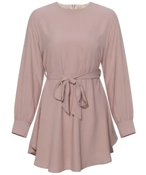 Rose Dust Long Sleeve Draped Blouse