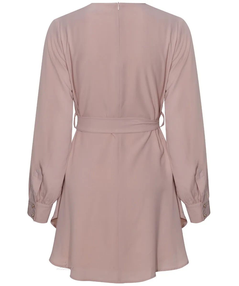 Rose Dust Long Sleeve Draped Blouse