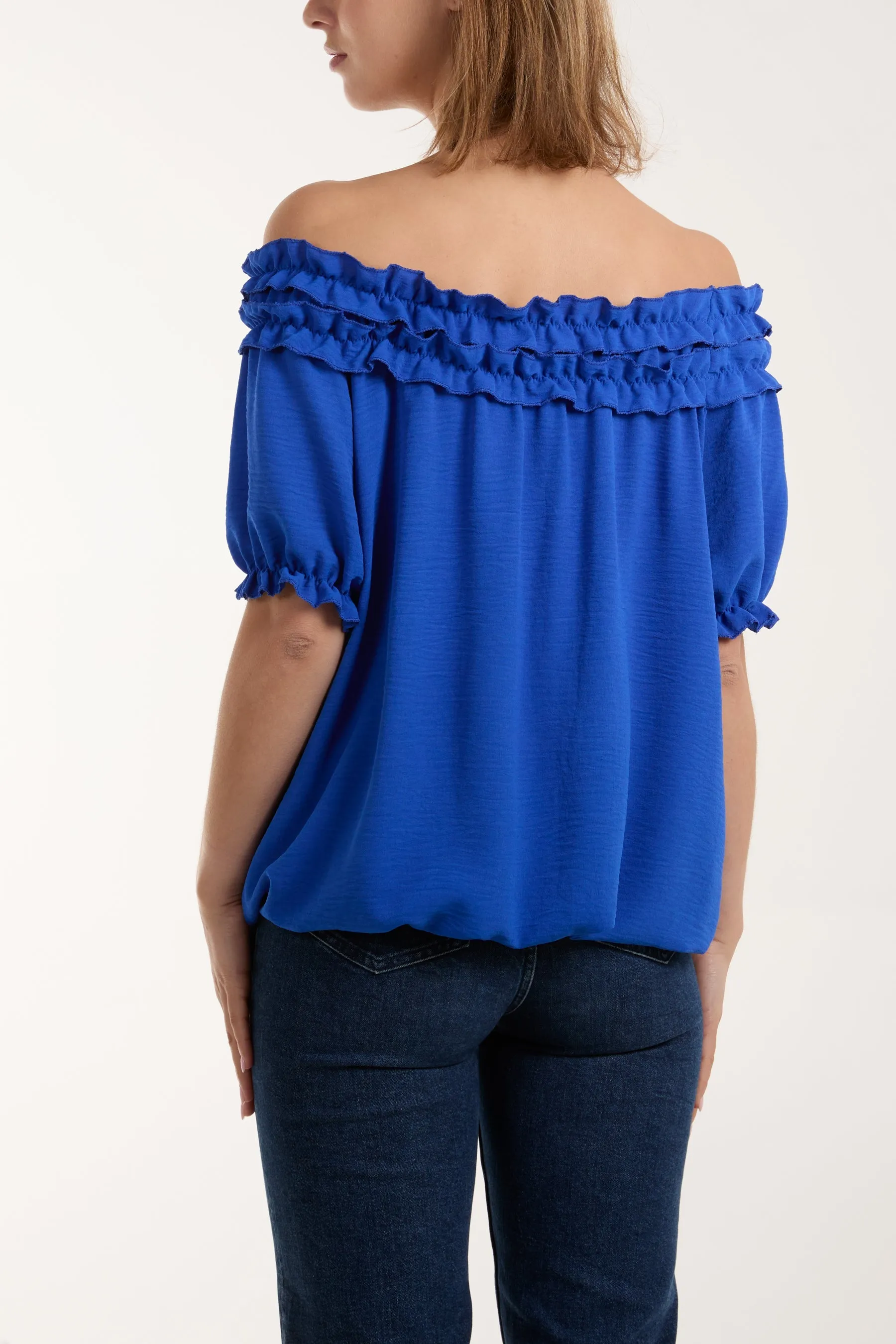 Ruffle Bardot Bubble Hem Top