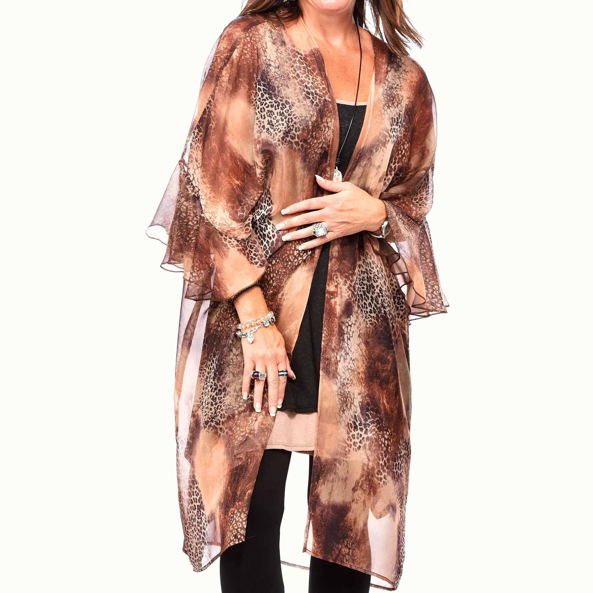 Ruffled Sleeve Kimono