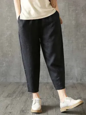 Schwarze Leinen-Culottes - Emma