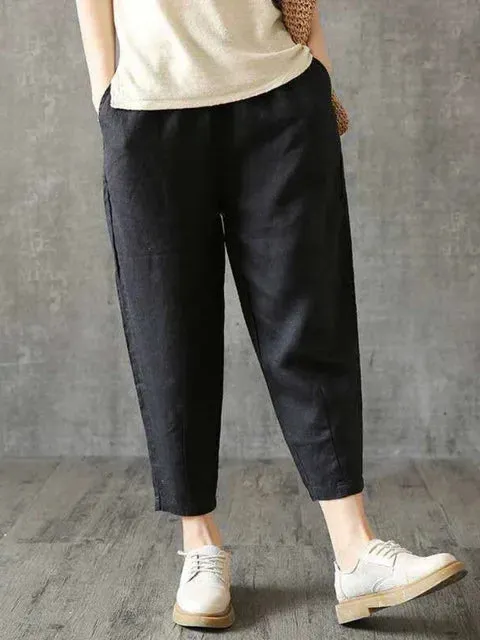 Schwarze Leinen-Culottes - Emma