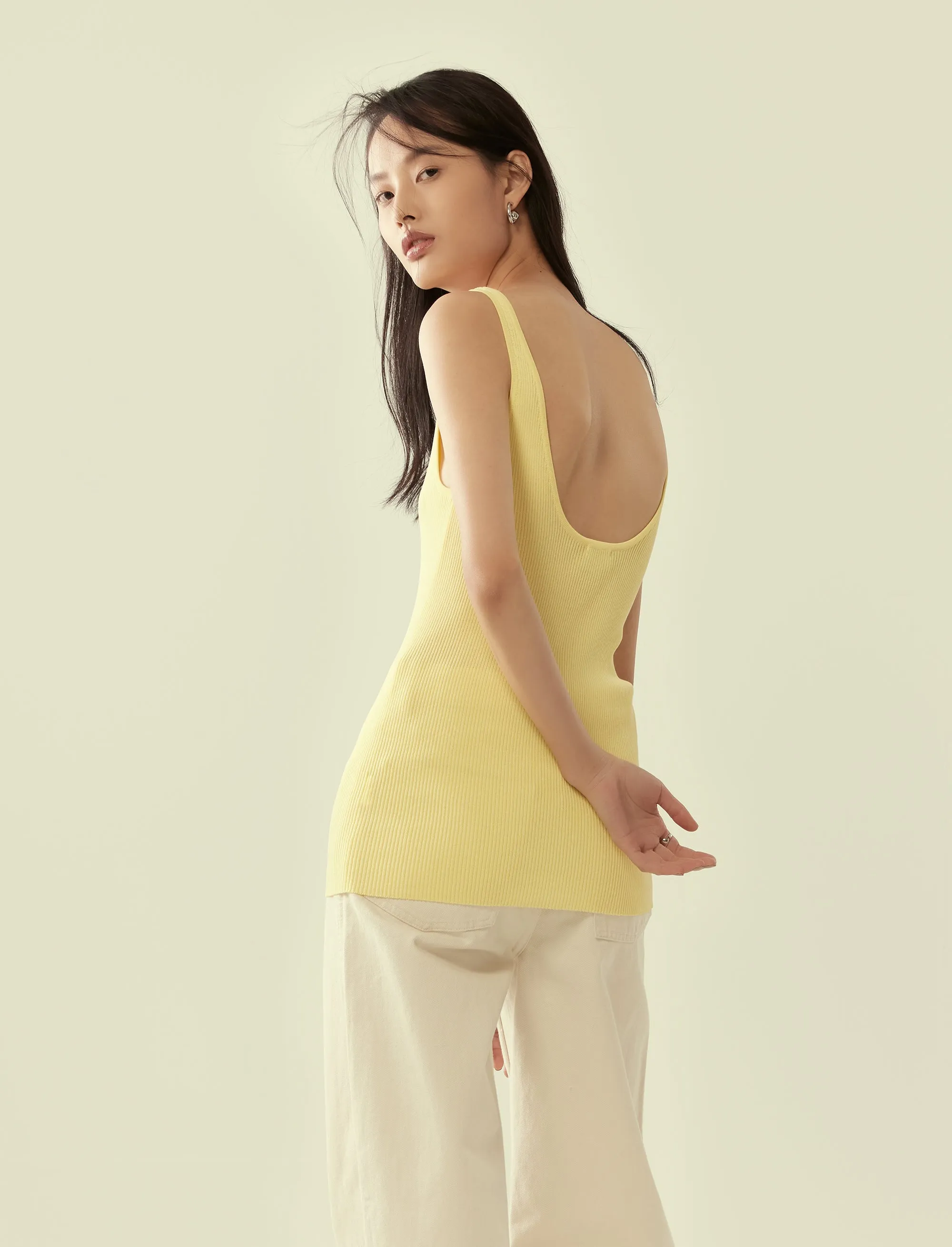 scoop-neck ribbed tank