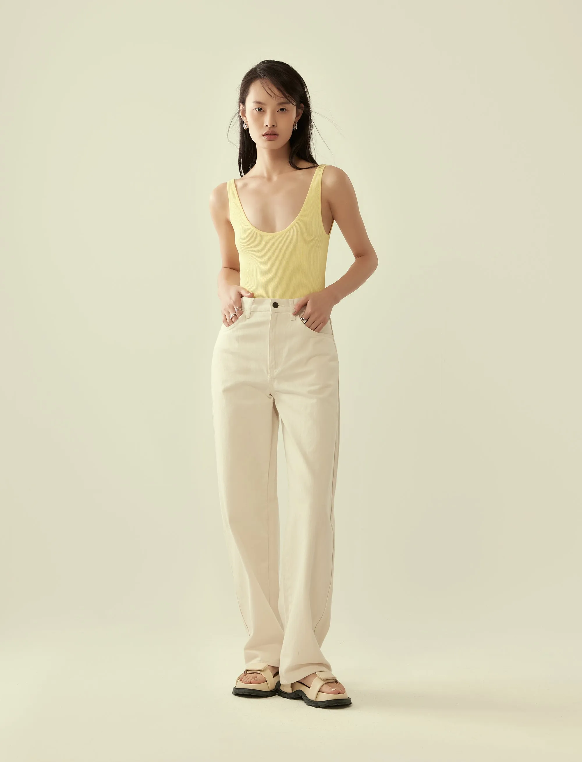 scoop-neck ribbed tank