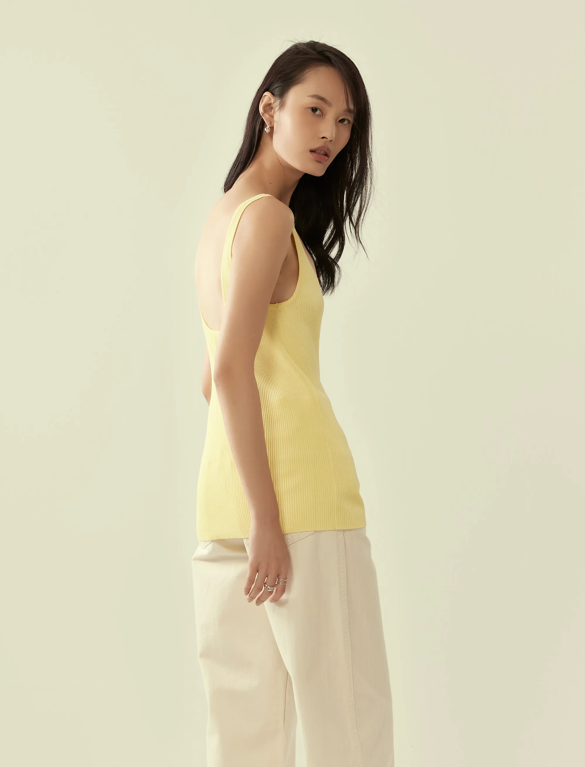 scoop-neck ribbed tank
