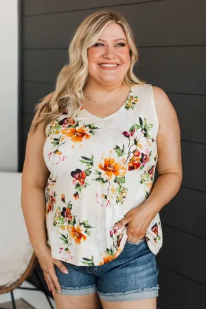 See Your Spark Floral Tank Top- Beige