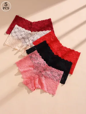 Set de 5 Pantaloncillos Bóxer de Encaje para Mujer - Cherry Vibes