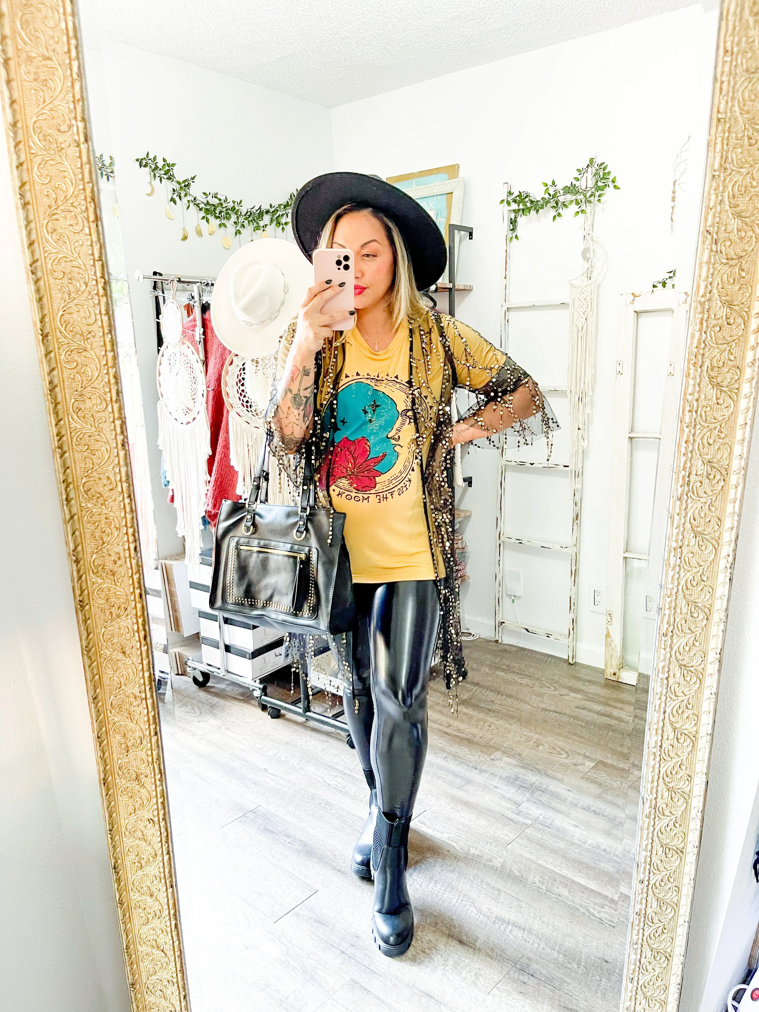 Size Small // Black Kimono with Gold Sequins