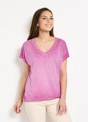 Slub knit kimono sleeve T-shirt