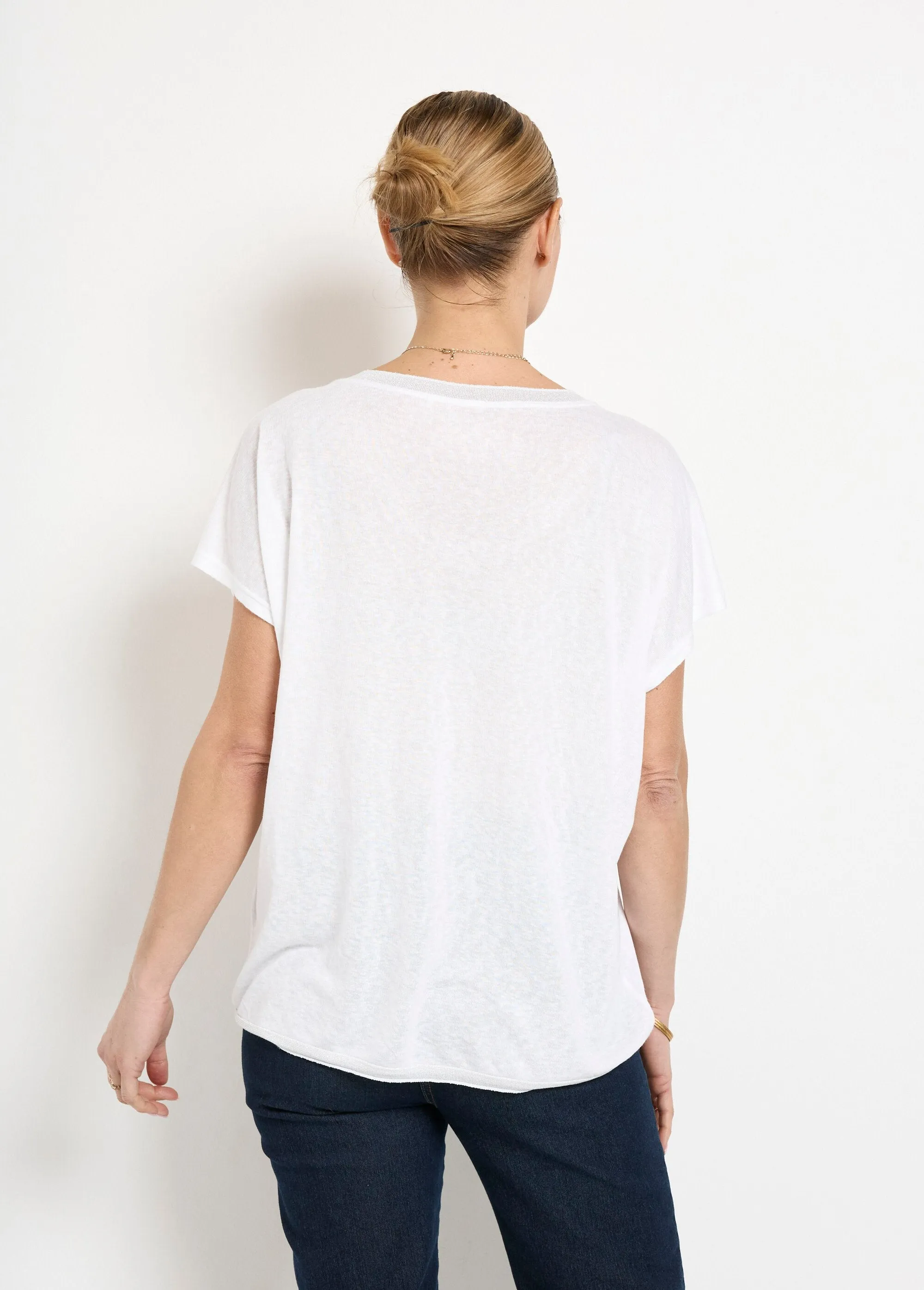 Slub knit kimono sleeve T-shirt