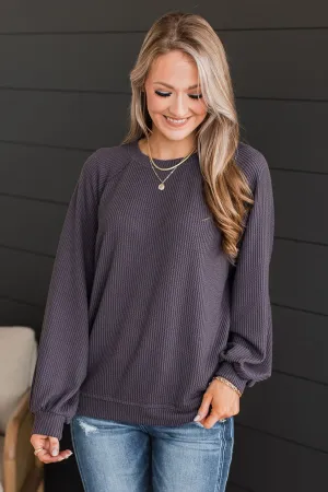 So It Seems Ribbed Knit Top- Dusty Purple