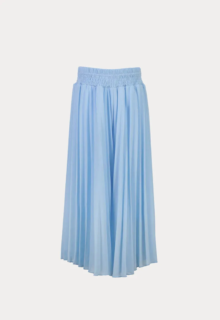 Solid Elasticated Chiffon Pleated Loose Culottes
