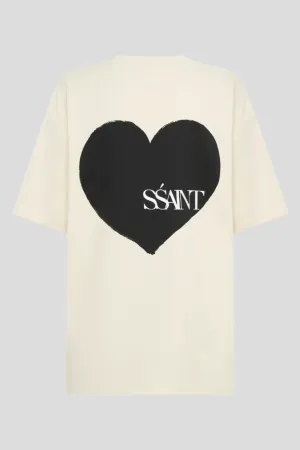 SSAINT HEART UNISEX TEE - CREAM/BLACK