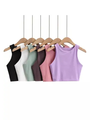 Summer Fashion Women's Sleeveless Tank Tops - O-Neck Double Nylon - High Quality