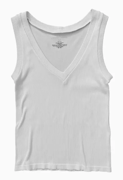 Suzette Ribbed Basic V Neck Long Tank