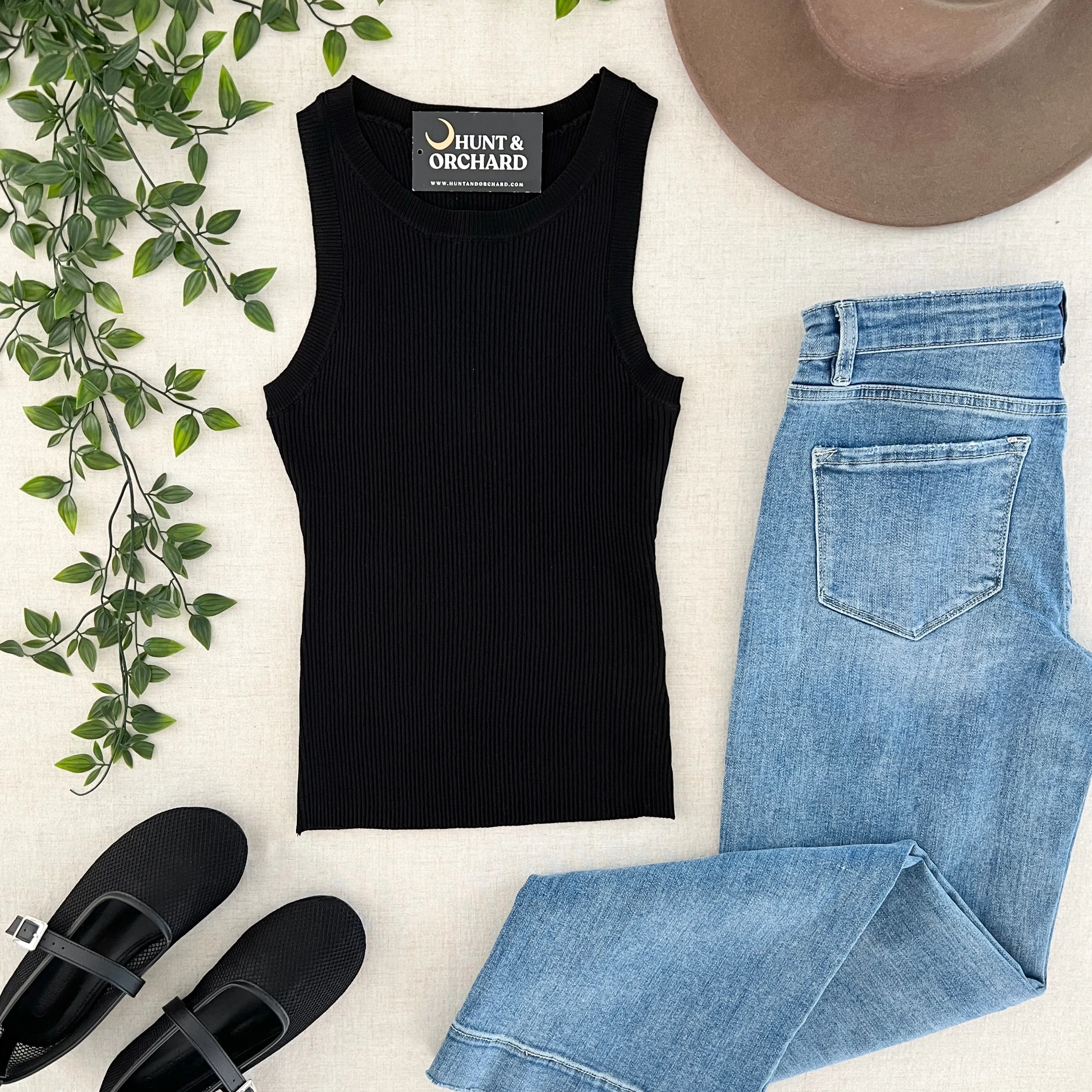 Taking Care of Business Ribbed Knit Tank - Black