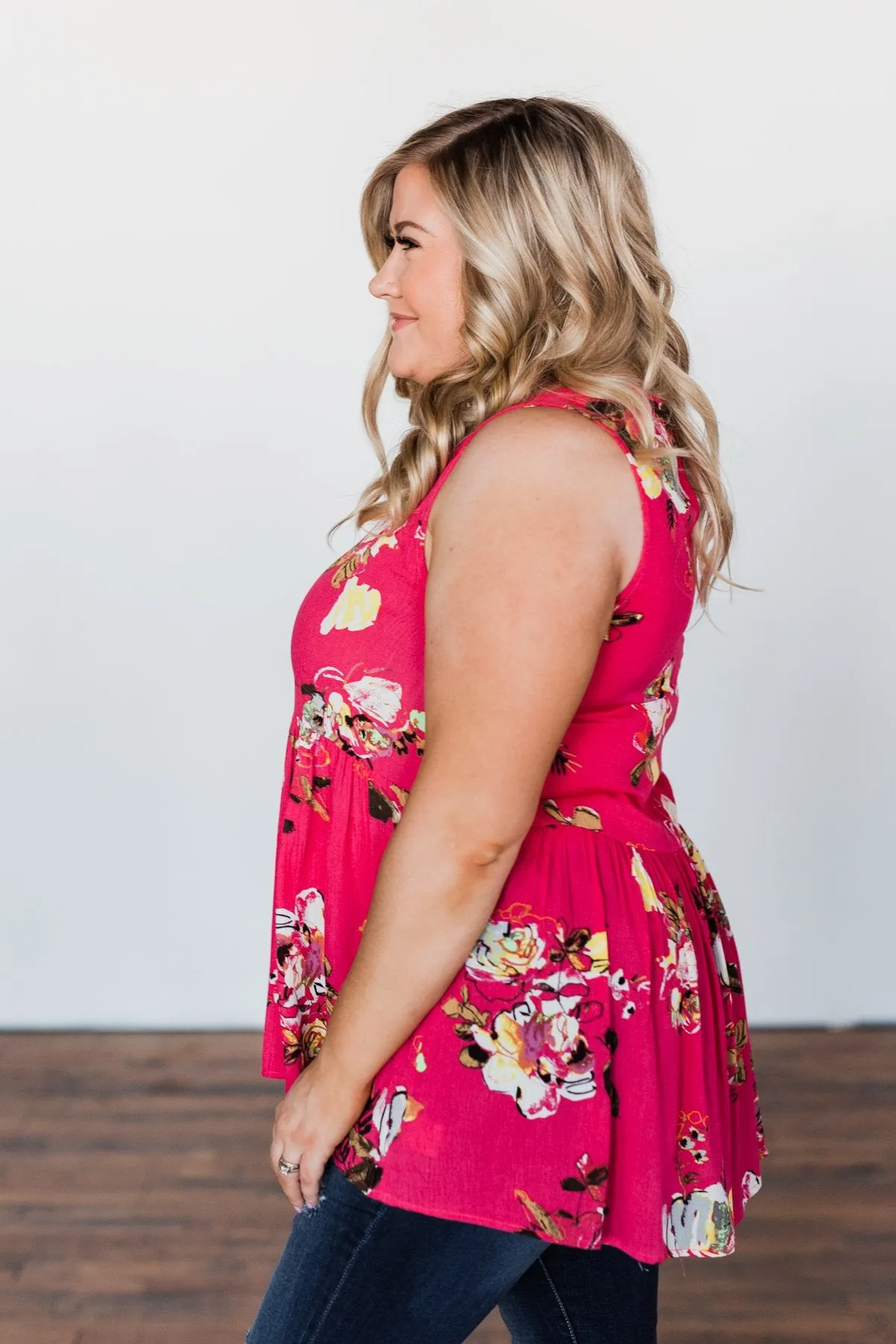 Tale Of Time Floral Babydoll Tank Top- Coral