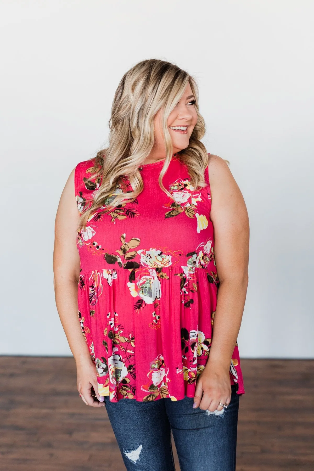 Tale Of Time Floral Babydoll Tank Top- Coral