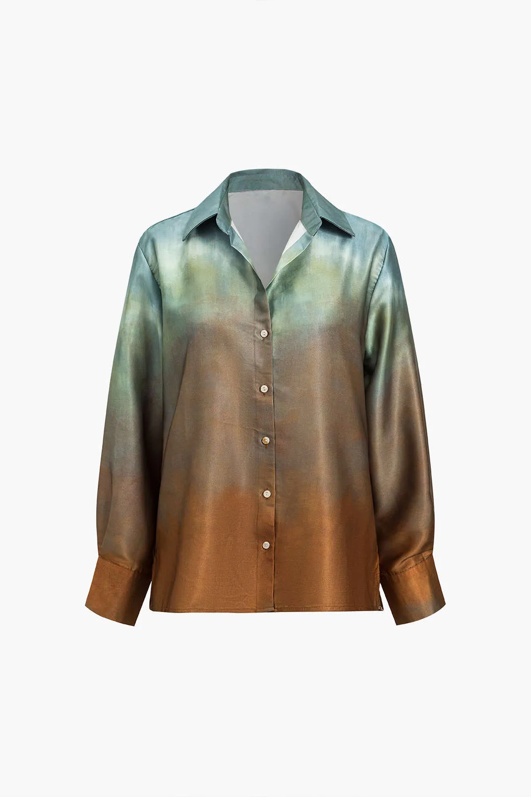 Tallulah  - Modern Printed Satin Woman's Long Sleeve Shirt