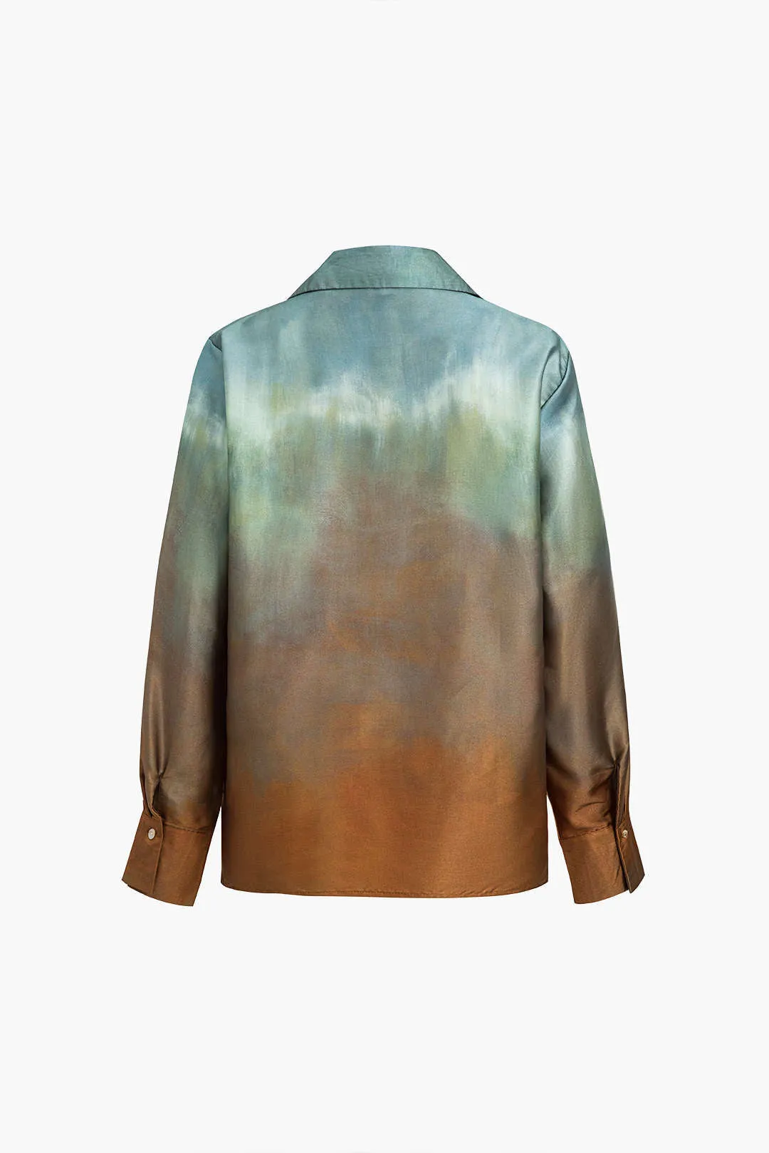 Tallulah  - Modern Printed Satin Woman's Long Sleeve Shirt