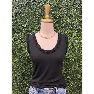 Tessa Black Ribbed Tank Top