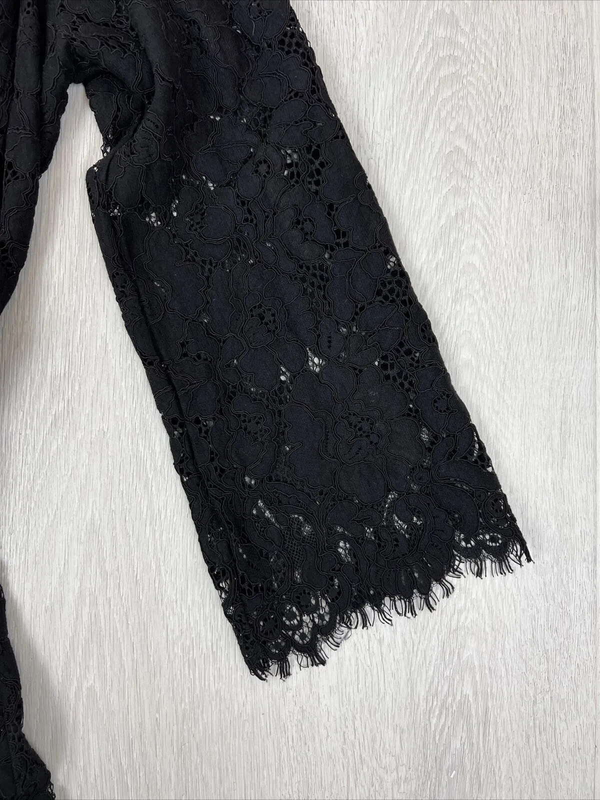 The Blonde Womens Black Lace Dressing Gown Robe Kimono Size One Size