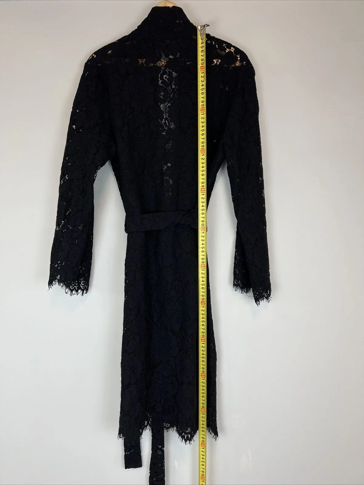 The Blonde Womens Black Lace Dressing Gown Robe Kimono Size One Size